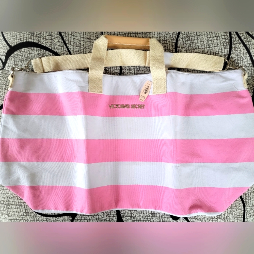 NWT Victoria's Secret Stripped Weekender Tote